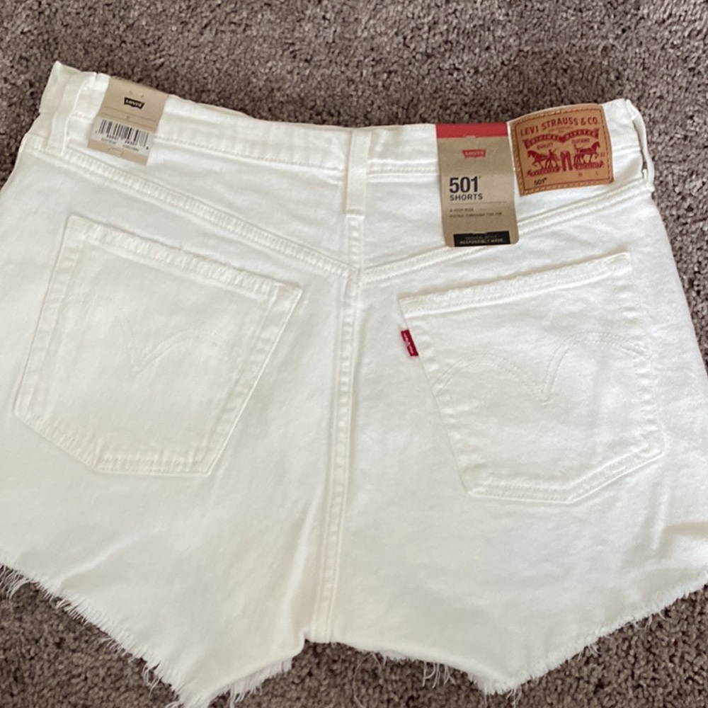 High Waisted White Levi 501 Jean Shorts